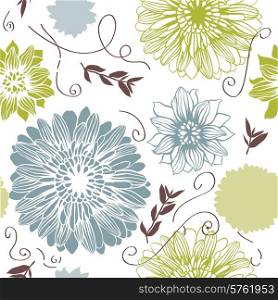 Vector background with hand drawn flowers. (Seamless Pattern)/. Vector background with hand drawn flowers. (Seamless Pattern)