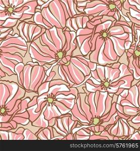 Vector background with hand drawn flowers. (Seamless Pattern).. Vector background with hand drawn flowers. (Seamless Pattern)
