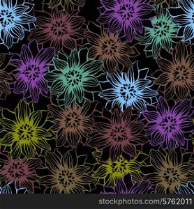 Vector background with hand drawn flowers. (Seamless Pattern). Vector background with hand drawn flowers.