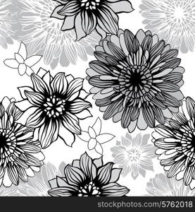 Vector background with hand drawn flowers. (Seamless Pattern).. Vector background with hand drawn flowers. (Seamless Pattern)