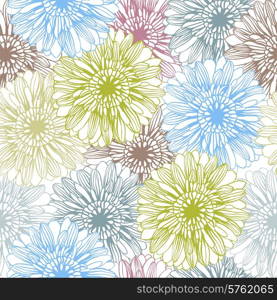 Vector background with hand drawn flowers. (Seamless Pattern).. Vector background with hand drawn flowers. (Seamless Pattern)