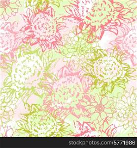 Vector background with hand drawn flowers. (Seamless Pattern).. Vector background with hand drawn flowers. (Seamless Pattern)