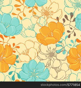 Vector background with hand drawn flowers.. Vector background with hand drawn flowers