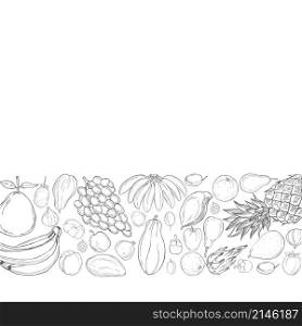 Vector background with hand drawn fruits. Sketch illustration.. Hand drawn fruits. Vector sketch illustration.