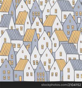 Vector background with hand drawn houses. Sketch illustration.. Hand drawn houses. Vector sketch illustration.