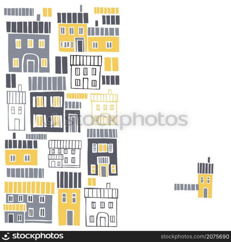 Vector background with hand drawn houses. Sketch illustration.. Houses. Vector illustration.