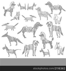 Vector background with hand drawn sketch dogs. . Vector background with hand drawn sketch dogs