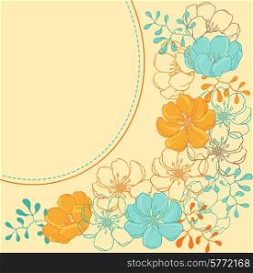 Vector background with hand drawn stylish flowers.. Vector background with hand drawn stylish flowers