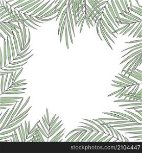 Vector background with hand drawn tropical plants. Palm leaves.. Vector background with palm leaves.