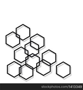 Vector background with hexagons in black