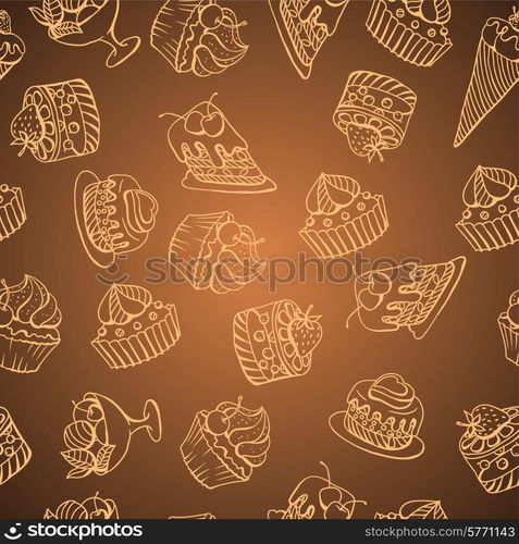 Vector background with of cake in retro style. Seamless pattern.. Vector background with of cake in retro style. Seamless pattern