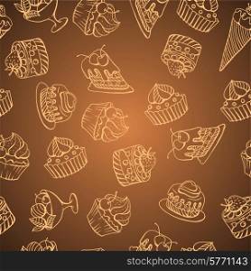 Vector background with of cake in retro style. Seamless pattern.. Vector background with of cake in retro style. Seamless pattern