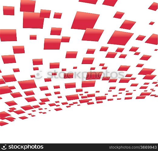 ""Vector background with red squares; clip-art""