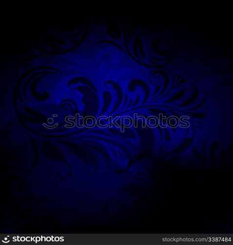 vector background with seamless floral pattern in blue eps10, gradient mesh, clipping mask