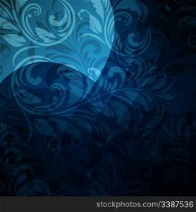 vector background with seamless floral pattern in blue, eps10, gradient mesh, clipping mask