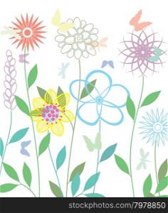vector background with spring flowers