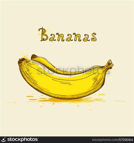 Vector background with yellow ripe bananas