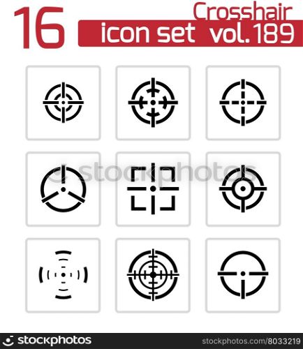 Vector balck crosshair icons set white background. Vector balck crosshair icons set