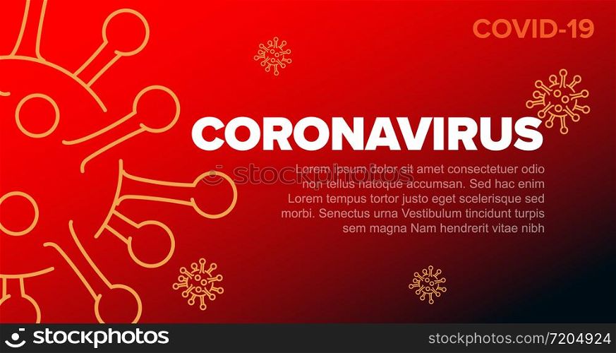 Vector banner header template with coronavirus illustration, icons and place for your information - red version. Banner / header template with coronavirus information