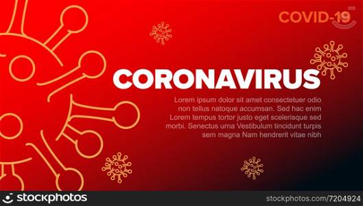 Vector banner header template with coronavirus illustration, icons and place for your information - red version. Banner / header template with coronavirus information