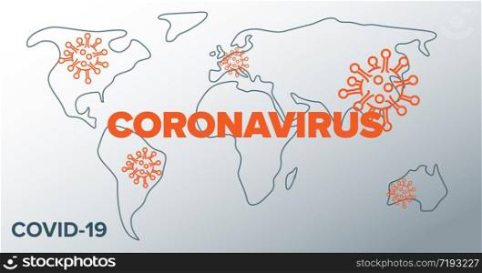 Vector banner header template with coronavirus spread world map, icons and place for your information - white and red version