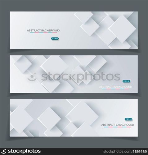 Vector banner set with abstract geometric paper background.