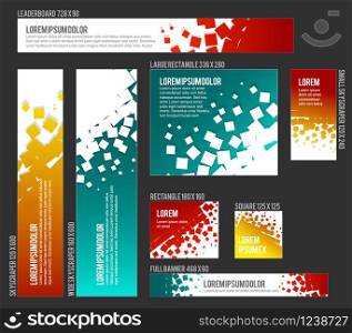 Vector Banner templates collection with abstract square background. Banner templates collection with abstract square background