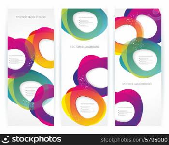 Vector banners with abstract multicolored background. Modern geometric pattern.