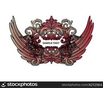 vector baroque emblem with wings