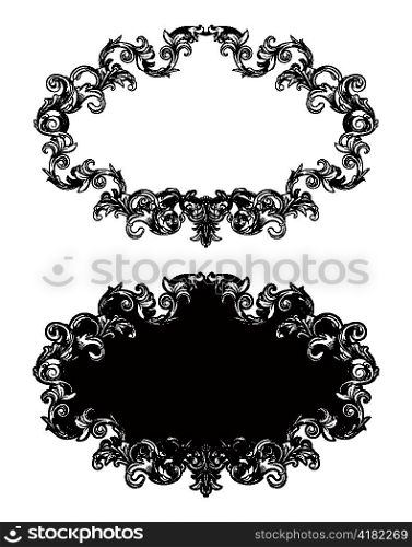 vector baroque floral frame in two different styles
