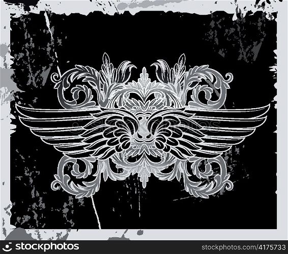 vector baroque floral with wings