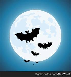 vector bats in the night, scary vampires of wildlife concept