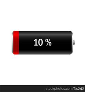 Vector battery icon. Illustration discharged battery on a white background