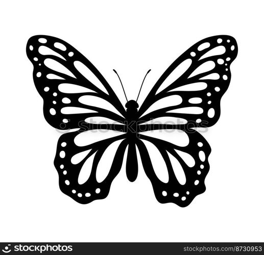 vector beautiful butterfly insect isolated on white background. silhouette of tropical butterfly. summer nature illustration