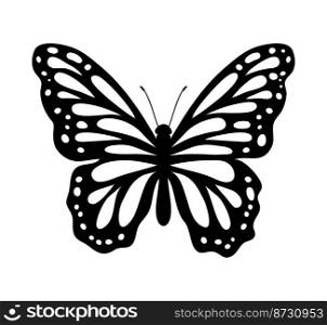 vector beautiful butterfly insect isolated on white background. silhouette of tropical butterfly. summer nature illustration