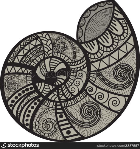 vector beautiful ethnic snail shell with ornaments