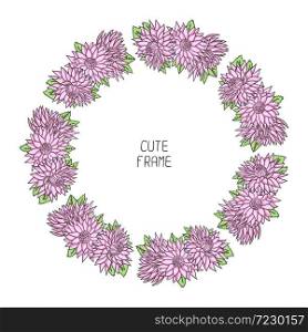 Vector beautiful floral frame. Illustration. Background. Cute wreath made of hand drawn flowers. Vintage invitations. Endless texture can be used for printing onto fabric and paper or scrap booking.