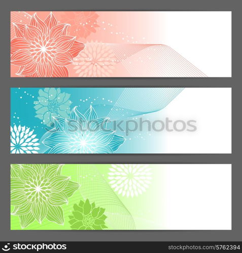 Vector beautifull floral illustration background. Horizontal banner.. Vector floral illustration background. Horizontal banner.
