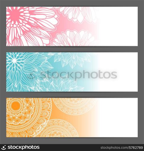 Vector beautifull floral illustration background. Horizontal banner.. Vector floral illustration background. Horizontal banner.
