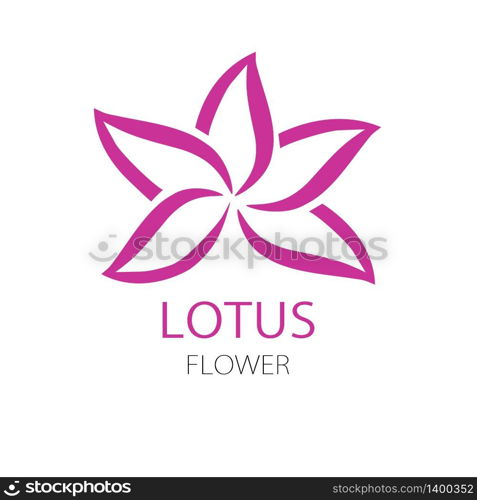 Vector beauty business logo design template. Pink hand drawn lotus flower isolated on white background. Spa salon, beauty or yoga studio concept.. Vector beauty business design template - pink hand drawn lotus