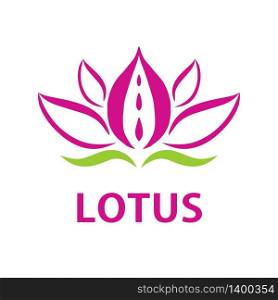 Vector beauty business logo design template. Pink hand drawn lotus flower isolated on white background. Spa salon, beauty or yoga studio concept.. Vector beauty business design template - pink hand drawn lotus