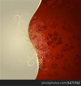 Vector beauty floral design red and golden background