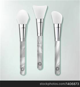 Vector Beauty Spatula Set with White & Gray Marble Effect Resin Handle Design