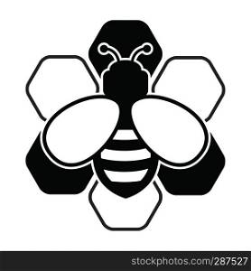 vector bee and honeycomb icon isolated on white background. flat bumblebee logo cartoon. honey bee illustration