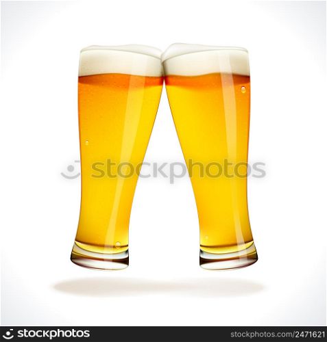 Vector Beer splashing, two glasses isolated on white. EPS10 opacity