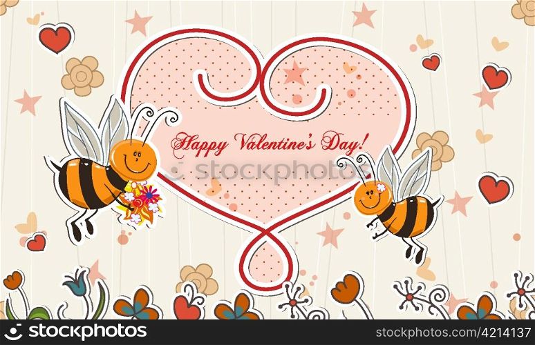 vector bees with hearts