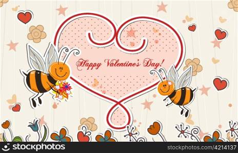 vector bees with hearts