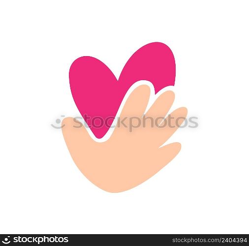 Vector Beige icon hand is holding red heart logo. Encourage donate. Concept idea of donation and help. Stop war in Ukraine.. Vector Beige icon hand is holding red heart logo. Encourage donate. Concept idea of donation and help. Stop war in Ukraine