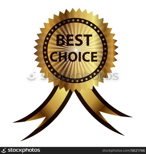 Vector best choice label with red ribbon.