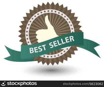 Vector Best Seller label with red ribbon.